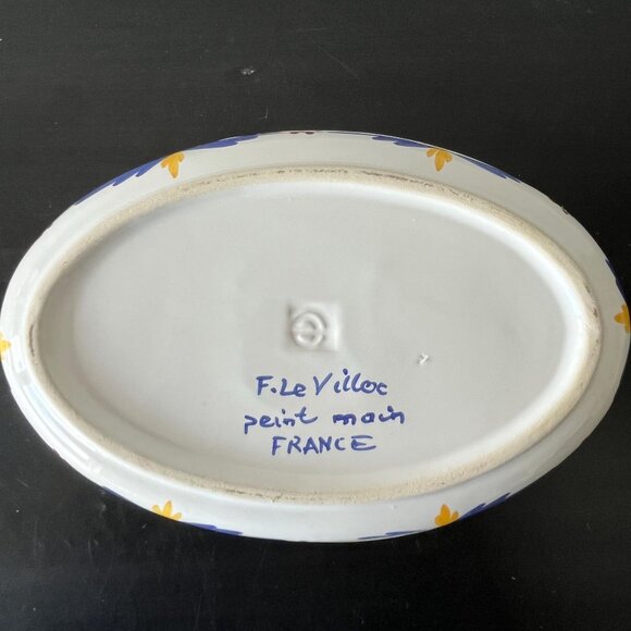 Quimper Oval Casserole Baking Dish // Francois Le Villec // Made in France // Ha - Picture 3 of 6
